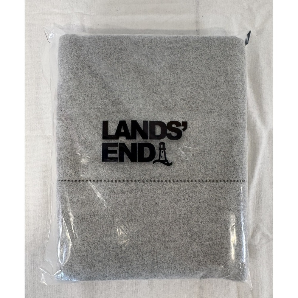 Lands End Flannel Euro Sham 26x26 Pillowcases Heathered Gray - NEW